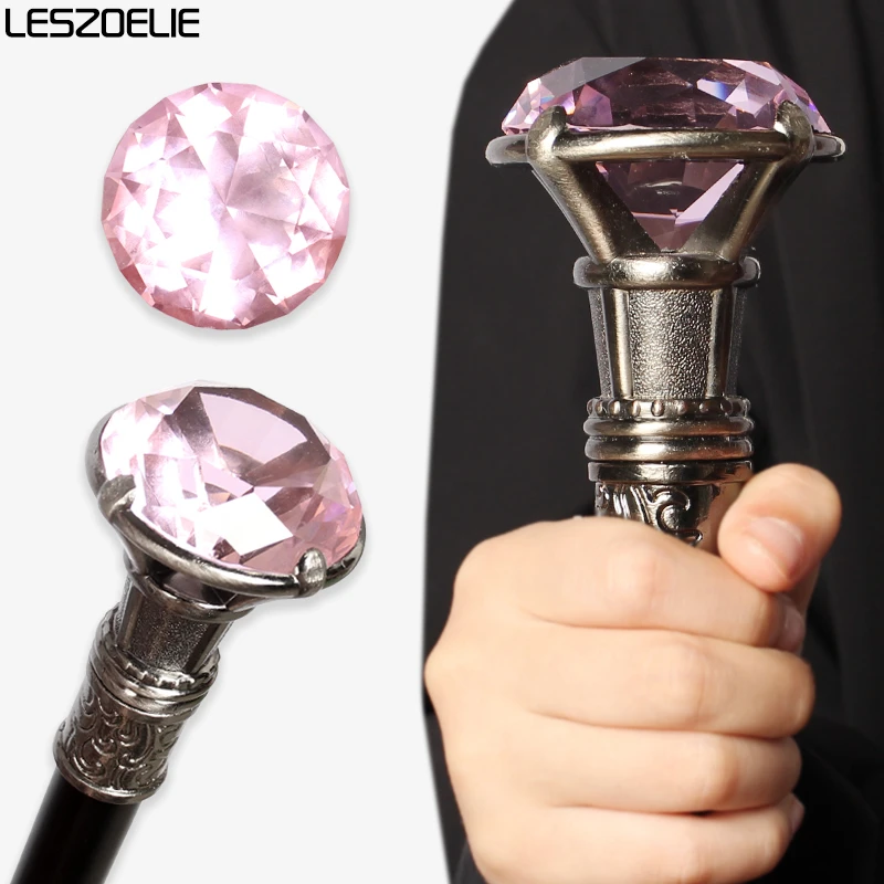 الفتيات أنيقة وردي فاتح الماس الفضة مقبض عصا للمشي سيدة خمر ديكور عصي المشي النساء أزياء تأثيري العصي #1