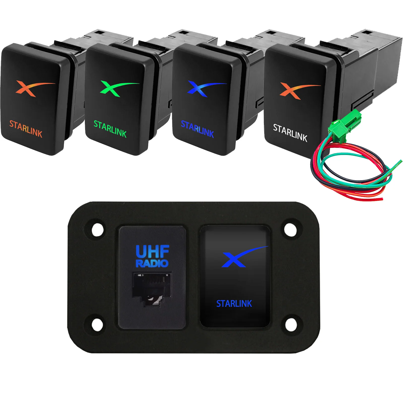 12V 3A Starlink GPS Push Switch Panel On Off with UHF RJ45 Blue LED Switches for Prado Hilux 4Runner Land Cruiser Toyota RAV4 R