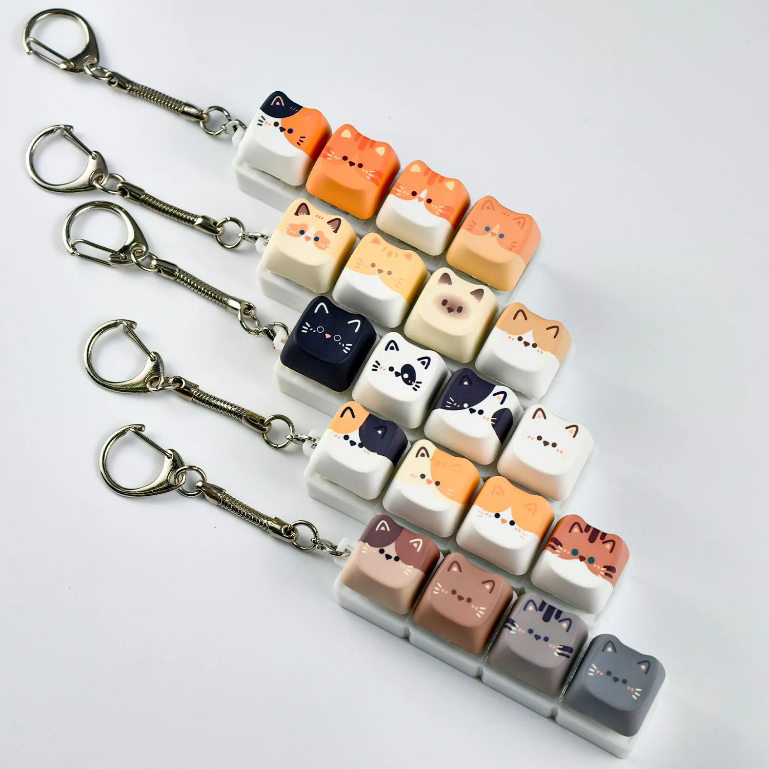MAIMOOO Cute Cat Mechanical Keyboard Switch Tester Kawaii Keycap Keychain Creative Fidget Toy Bag Pendant Gifts for Kitten Fans