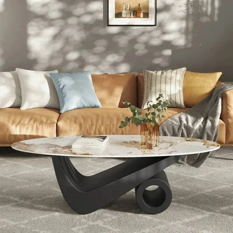 

Italian Slate Coffee Tables Round Luxury Minimalism Living Room Coffee Tables Modern Simplicity Muebles Nordic Furniture QF50CT