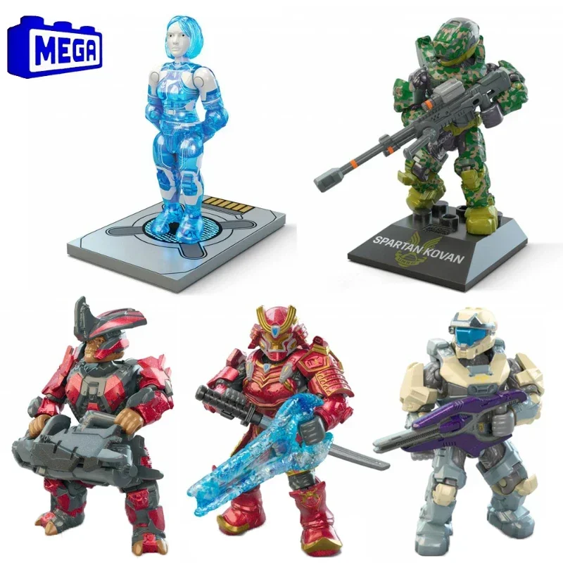 Figuras de acción originales Mega Halos Construx Infinites Heroes Series 17 Spartan Yoroi Kovan Agryna, juguetes para coleccionar adornos