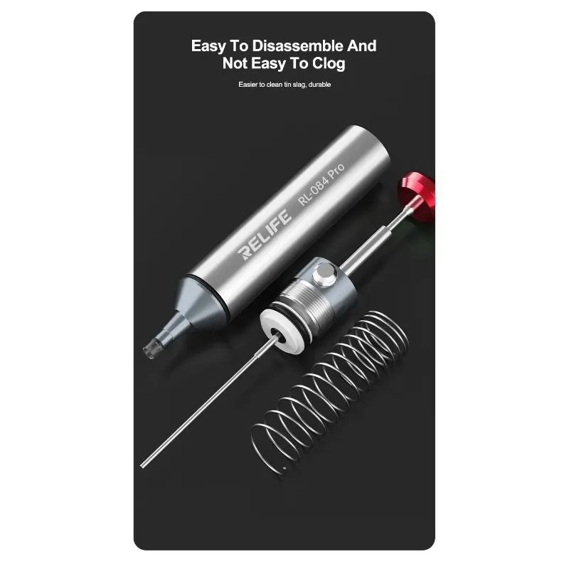 RELIFE RL-084 Pro Solder Sucker Manual Vacuum Suction Tin Gun Aluminum Alloy for PCB Soldering Removal Spot Welding tool view 2