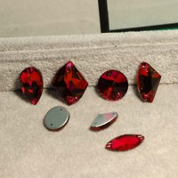 Pubrilex Crystal Glass Light Siam All Shapes Rhinestones Sew On Flatback Rhinestone for Wedding Dress Accessories DIY Garment