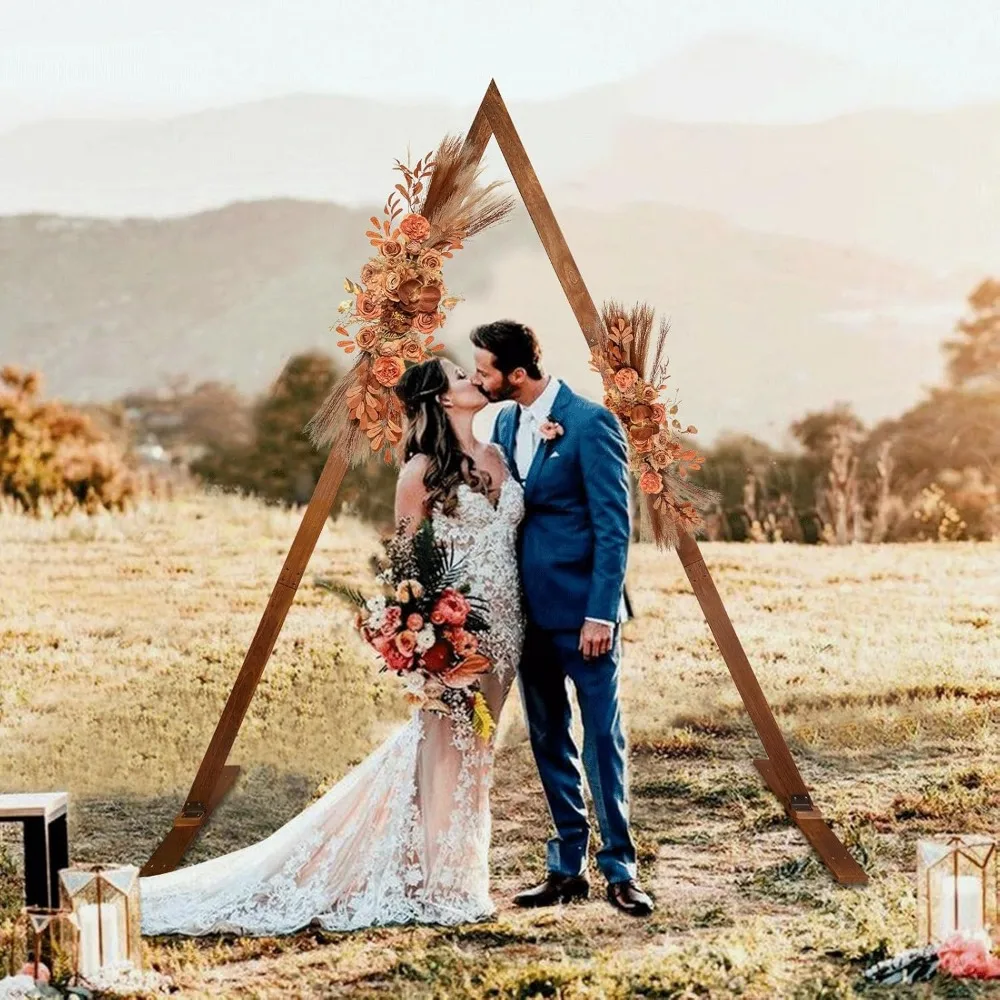 

Triangle Wooden Wedding Arch, Wood Arbor Backdrop Stand for Garden Wedding Parties Decorations, Rustic Wedding Arch Stand Decor