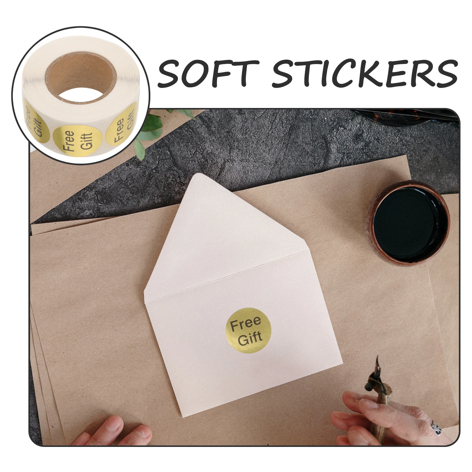 

500 pcs Giveaway Stickers Adhesive Customer Appreciation Labels Free Gift for Business Supermarket Packaging Decor
