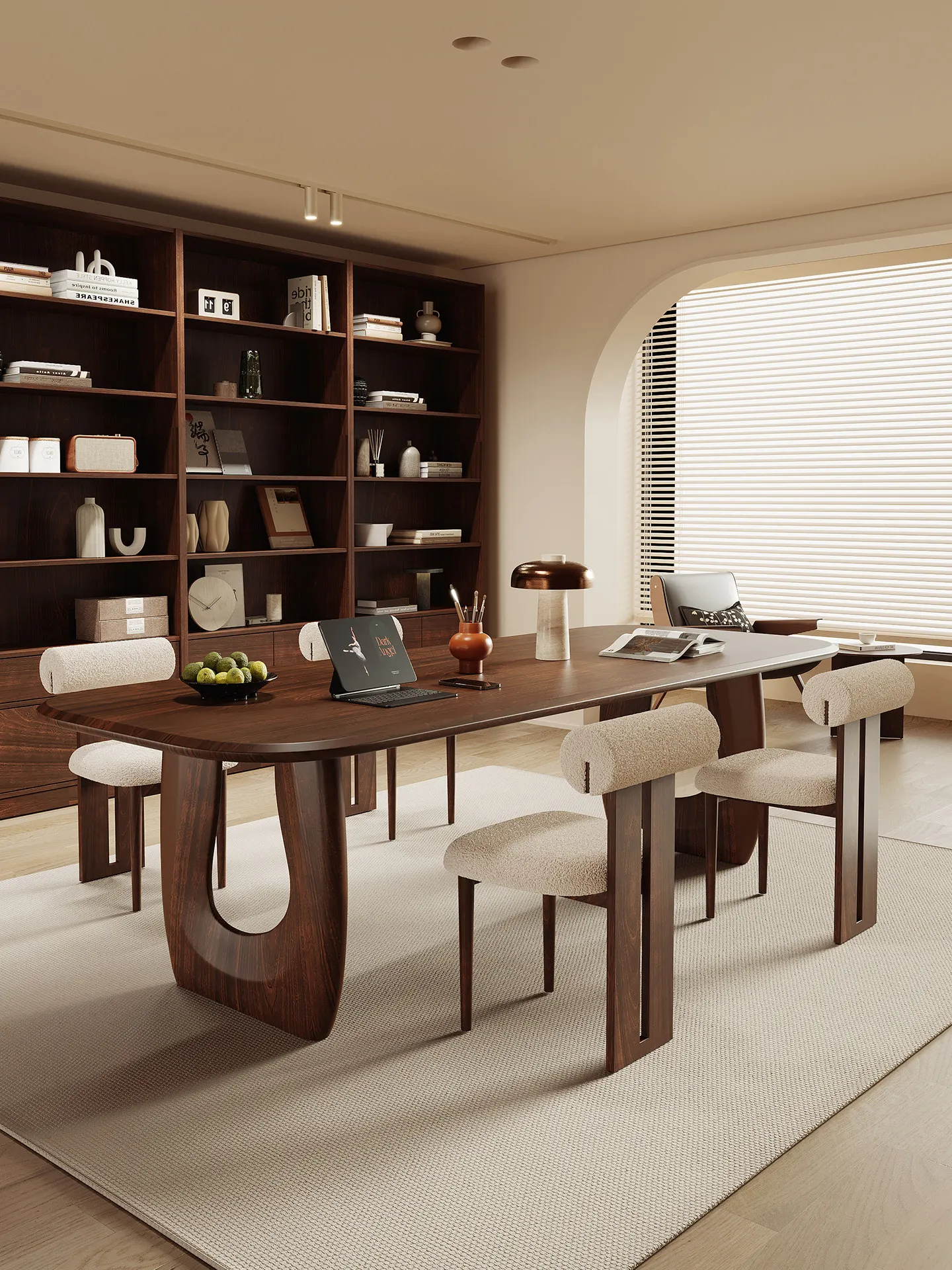 Whole board South American walnut all solid wood desk, household to living room integrated study workbench calligraphy