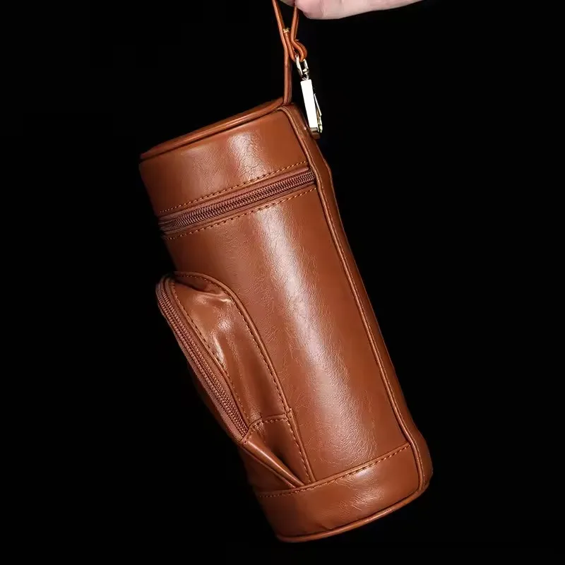 

Premium High Quality Leather Cigar Tube Humidor, Large Capacity Multi-Function Sealed Storage with Zipper Pocket & Hygrometer