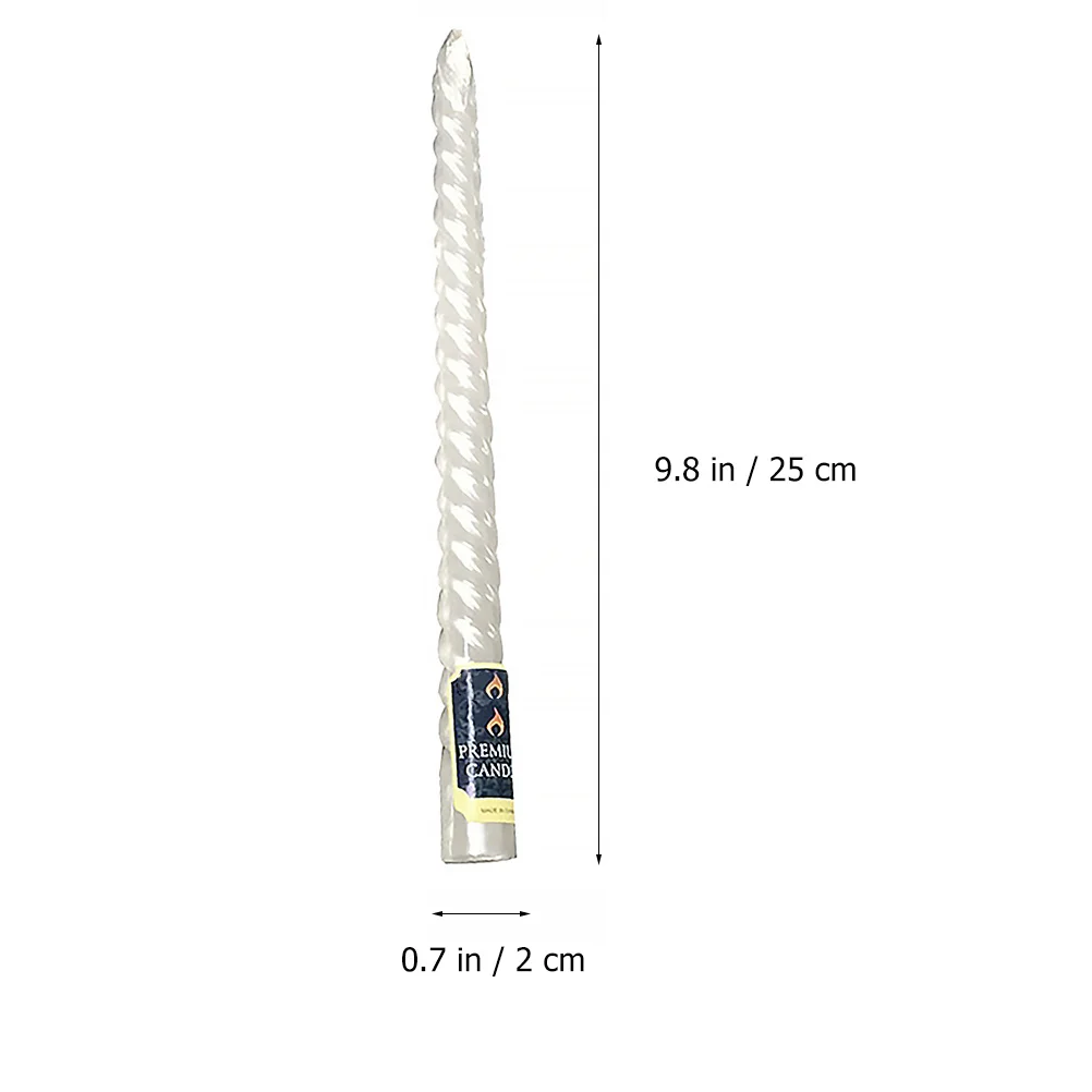 6 szt. Świece 25 cm Długie, Perłowo Białe, z Motywem Nici, Bez Dymu, Bez Oleju, Długotrwałe Palenie, Do Dekoracji Domu, Na Wesele, Imprezę, Przenośne