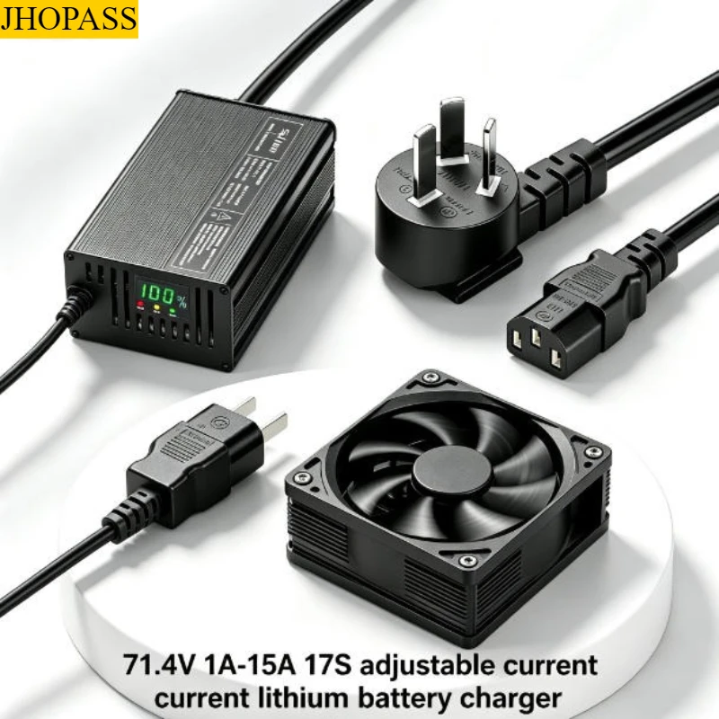 71.4V 1A to 15A LCD 17S Smart 220V adjustable current Li-ion LiFePO4 Lithium Charger Forklift Truck Floor Scrubber UK EU AU Plug
