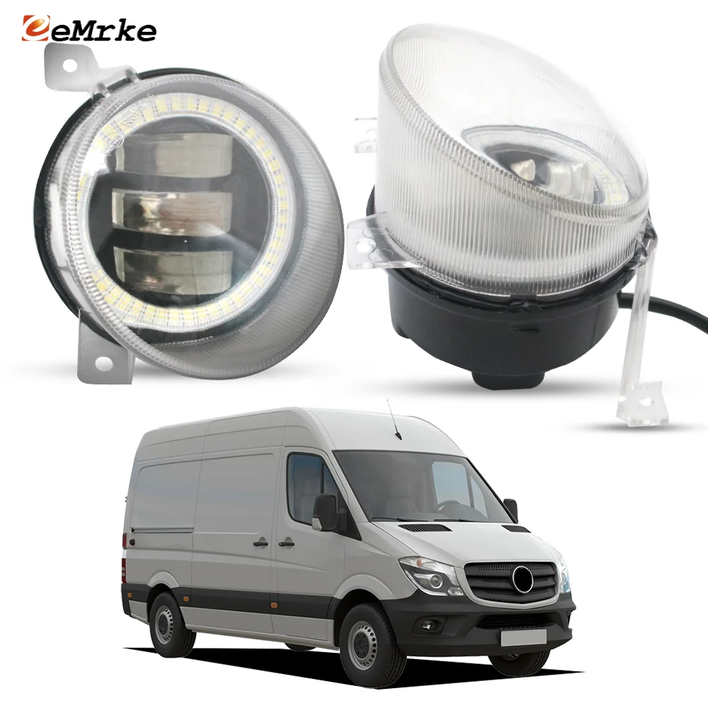 

Светодиодные противотуманные фары для Mercedes Benz Sprinter W906 906 2014 2015 2016 2017 2018 Angel Eye DRL Lens Противотуманные фары дневного света 9006