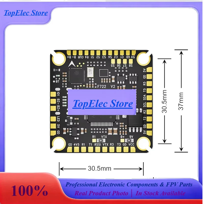 ToPESsAocoda-RC F722 V2 FPV Flight Controller STM32F722 ICM42688-P 3-8S 16MB BlackBox,30.5x30.5mm FPV FC For FPV Racing Drones
