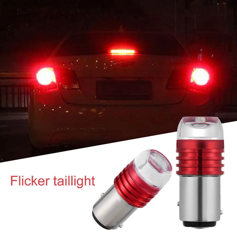 2X Red 1157 BAY15D P21/5W Strobe Flash Light Brake Blink Led Tail Reverse Bulb