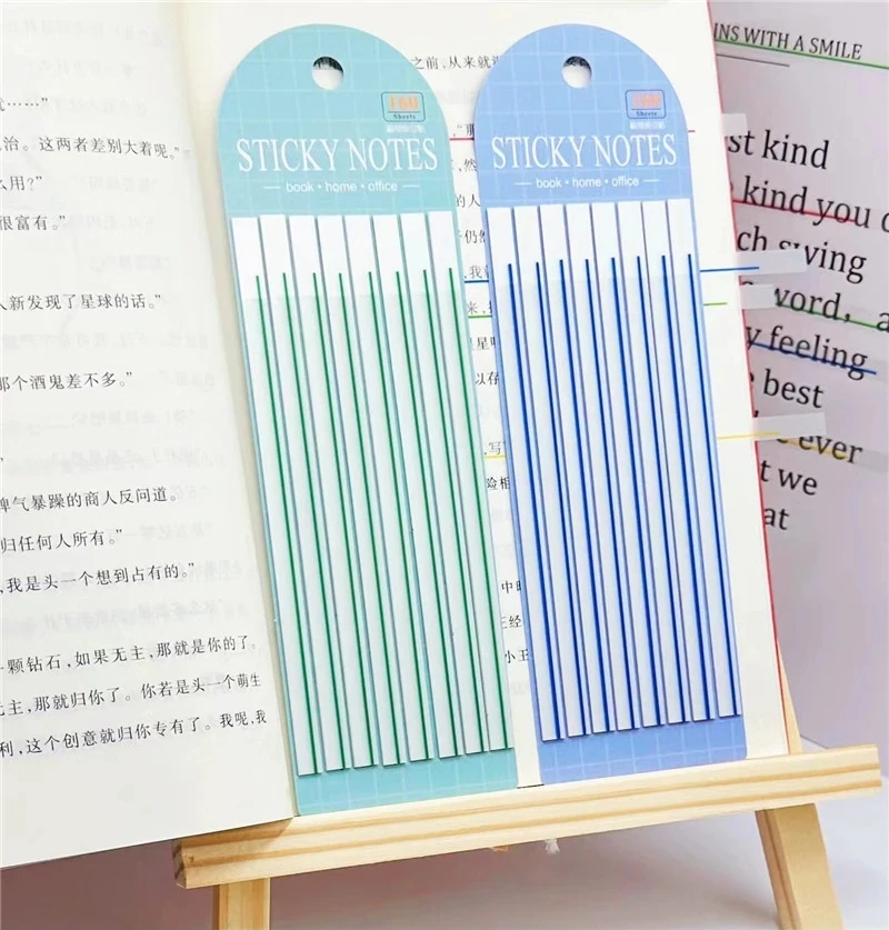 160 Sheets Long index stickers Transparent Color Sticky Notes Waterproof Index Tabs Reusable Sticker Memo Pad Notepad Stationery