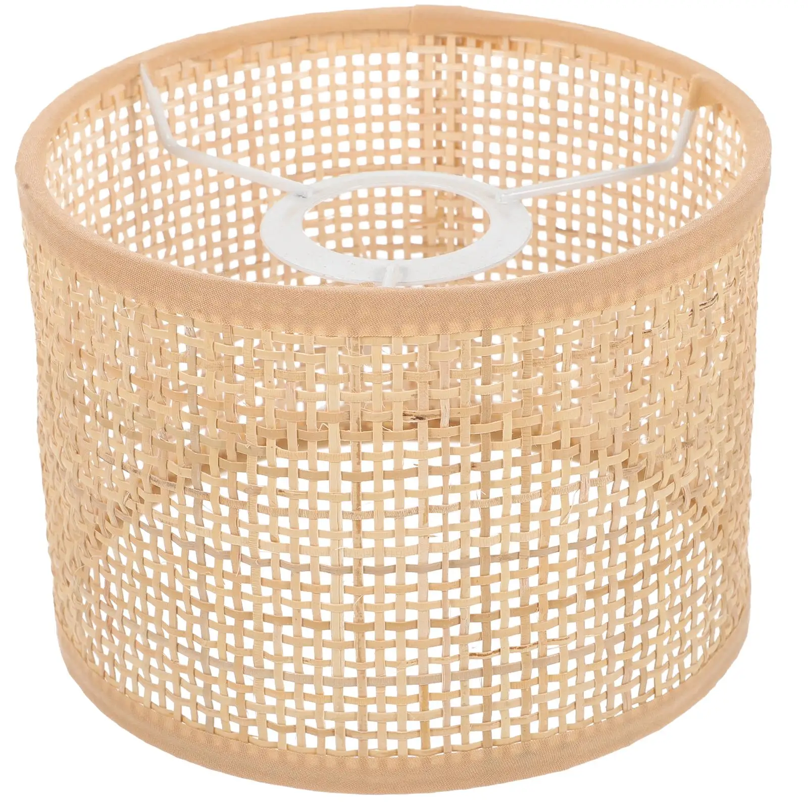 

Rattan Lampshade Square Grid Light Shades Decorative Table Cover Weaving Craft Diffuser Warm Atmosphere Bedroom