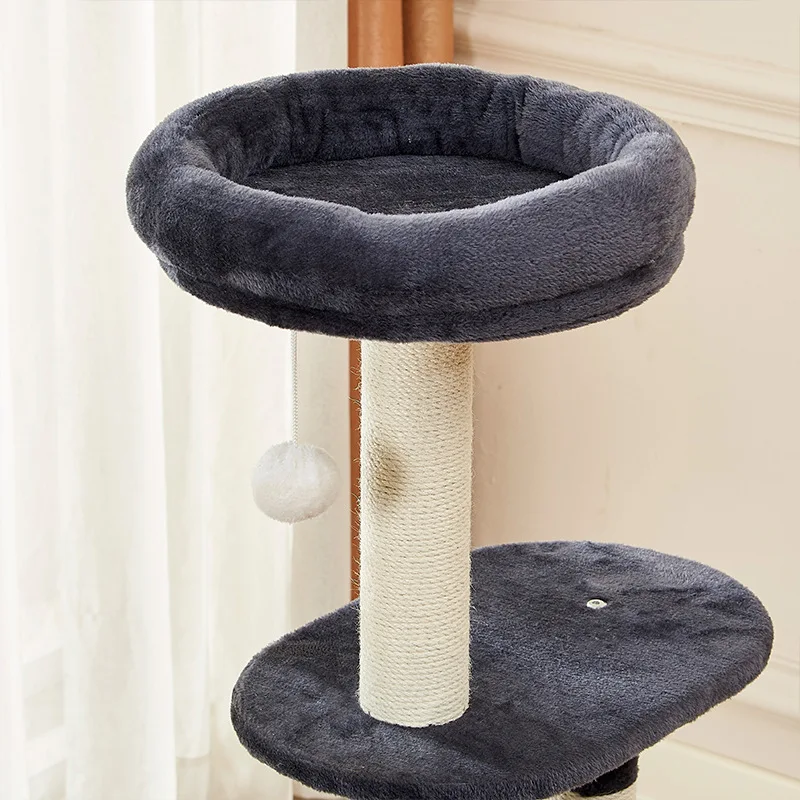 Cat Tree, Plush Multi-Level Cat House, Scratching Post, Dangling Balls, Cozy Bed, Interactive Play Center, Black Cat Condo