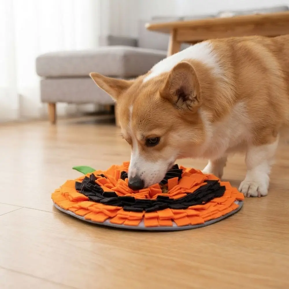 Non Slip Halloween Pumpkin Snuffle Mat Soft Lightweight Slow Feeding Mat Tear Resistant Reusable Dog Snuffle Mat for Cats Dogs