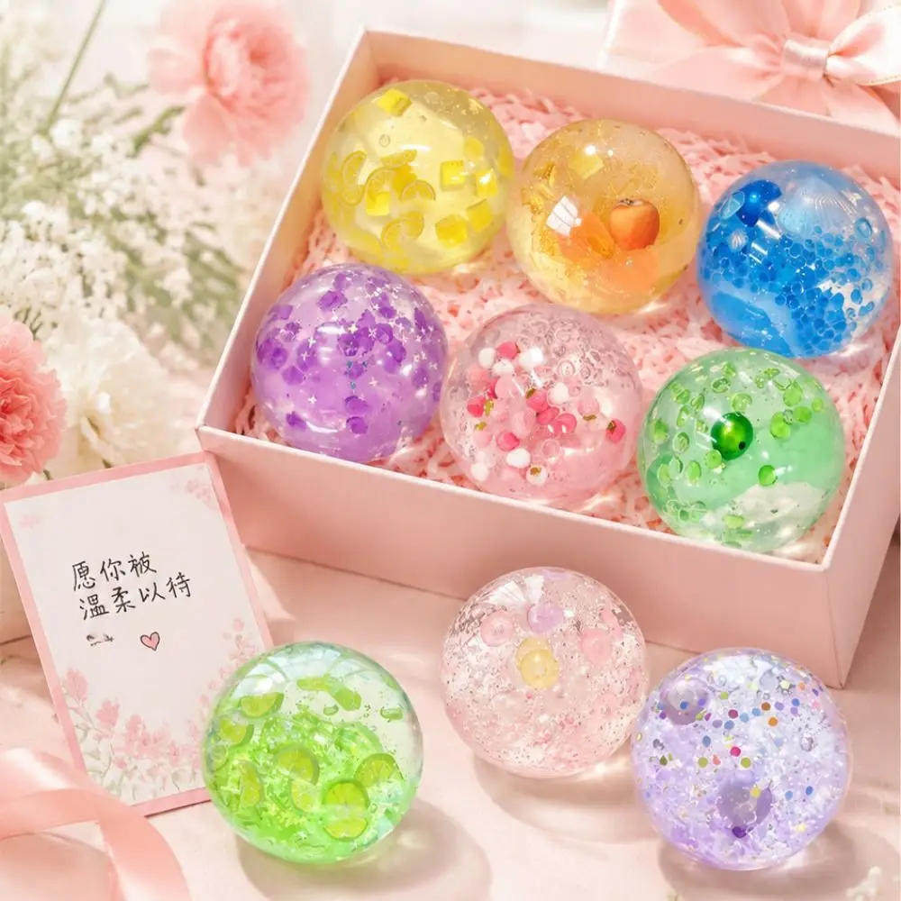 Creative Sensory Fidget Ball Quick-rebound Squeeze Round Glitter Fidget Squishy Pinch Crunch Sound TPR Fidget Children Gifts