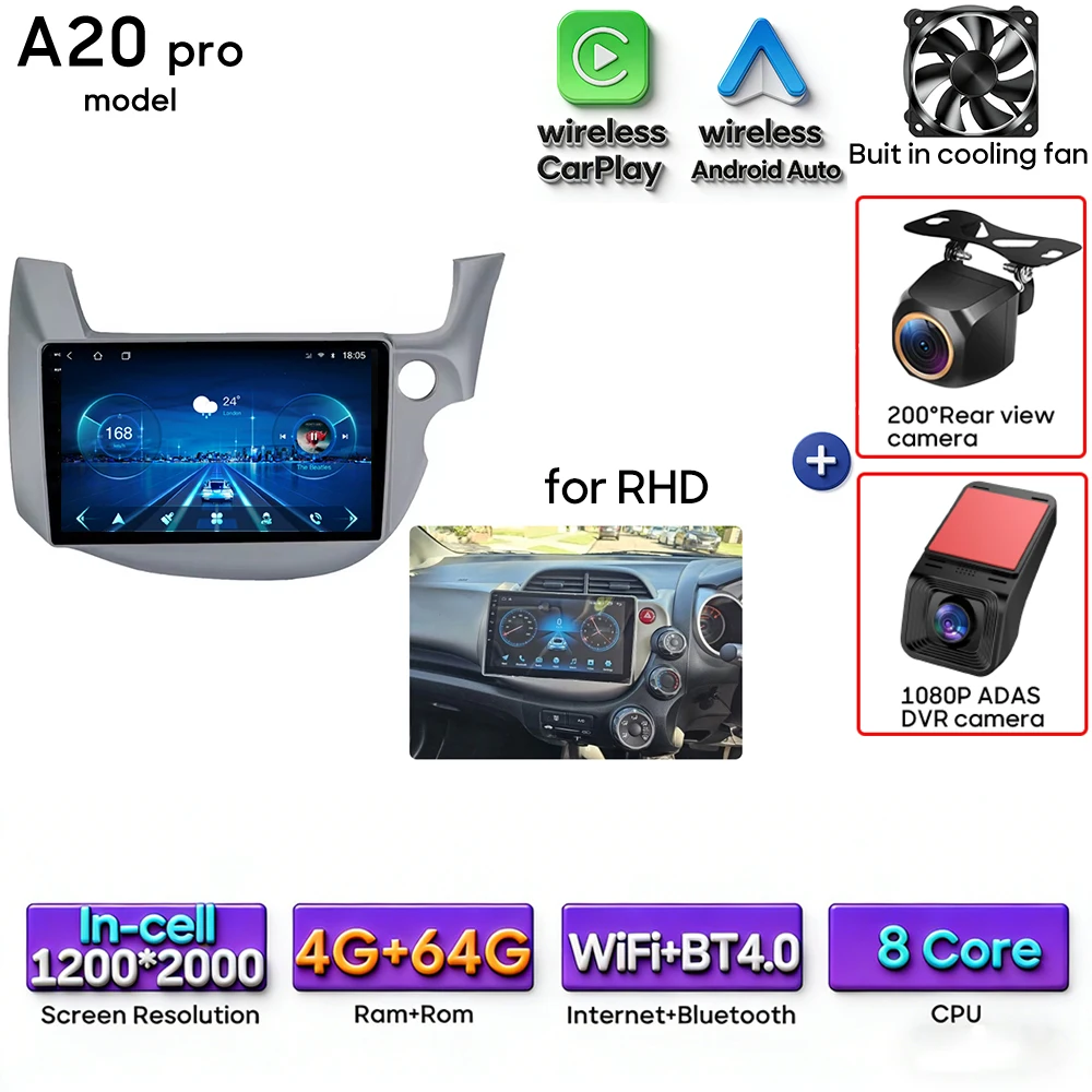 Android 16 For Honda Jazz 2 GG 2008 - 2014 Fit 2 GE GP GE 2007 - 2014 Car Radio Multimedia Video Player GPS Navigation CarPlay image 3