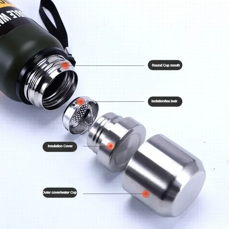 زجاجة ترمس محمولة كبيرة السعة من الفولاذ المقاوم للصدأ ، غلاية سيارة لتسلق الجبال في الهواء الطلق بحبل كوب ماء ، من من من من من الخارج ، من من من من من الخارج ، من من من من من الخارج ، من من من من من من الخارج ، من من من من من من من الخارج