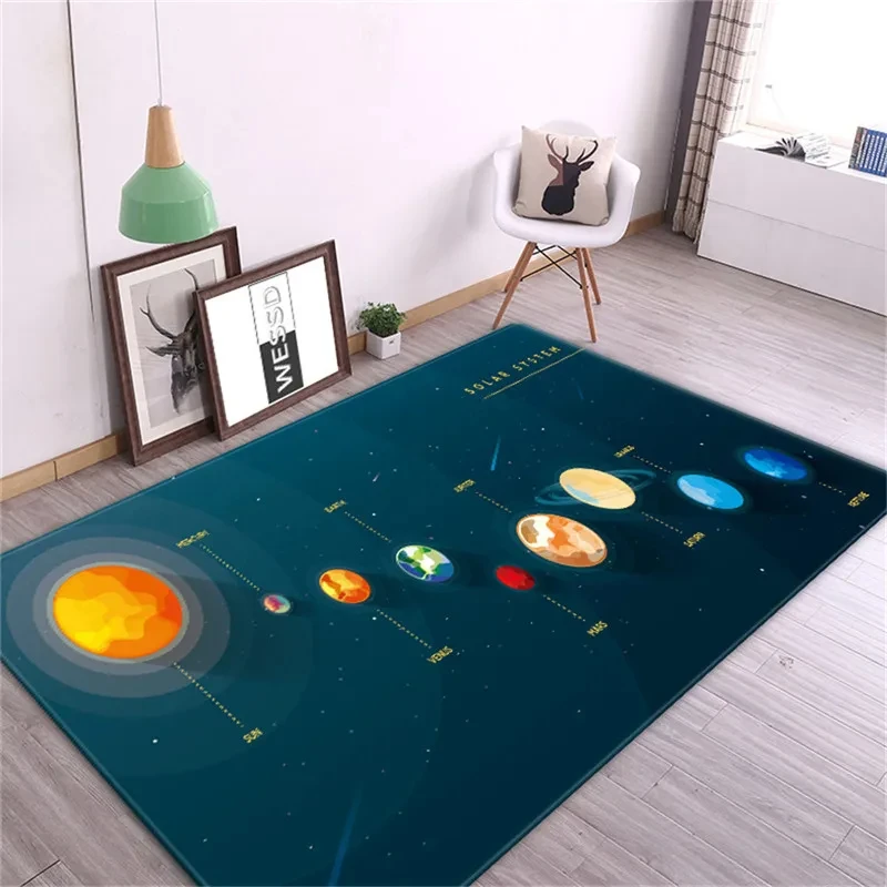 Solar System Children Room Carpet Space Planet Rug for Boy Bedroom Anti-slip Mat Bathroom Home Decor Play Crawling Floor Mat