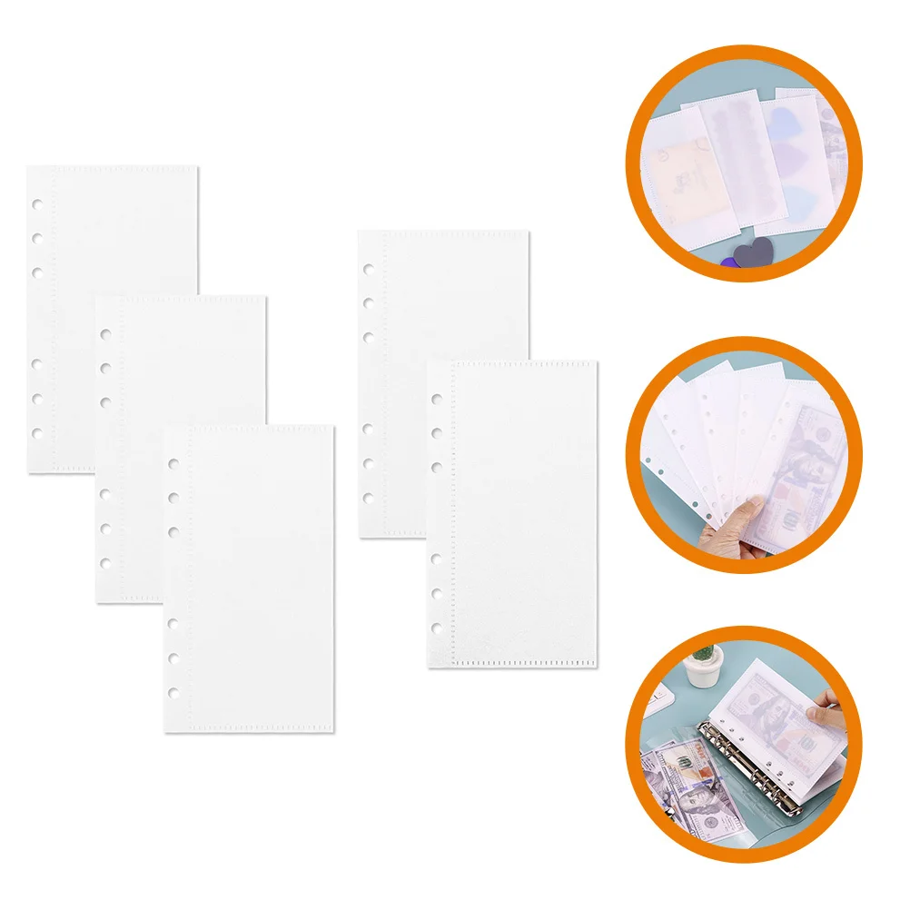 5 Pcs Binder Pocket Set Reusable Loose Leaf Budget Pockets Saving Money PP Cash