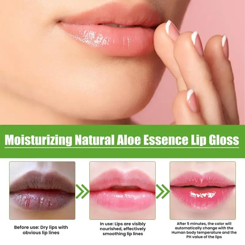 Brilho labial de aloe que muda a cor, extrato natural, hidratante, anti-rachado, para mulheres, cuidado labial