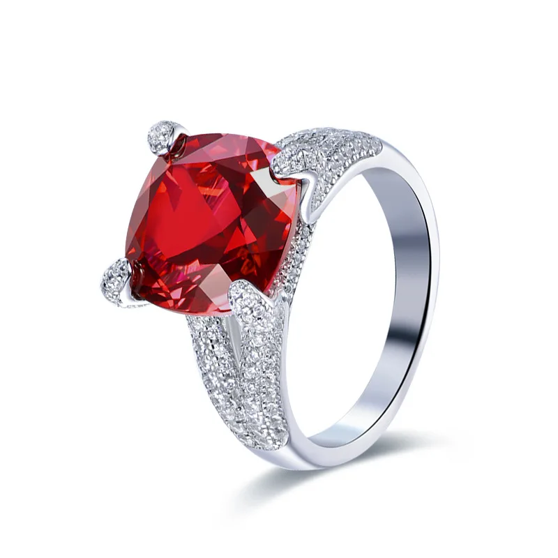 

Luxury 8ct Lab-Grown Ruby Ring - 925 Sterling Silver Wedding Band & Engagement Jewelry for Women
