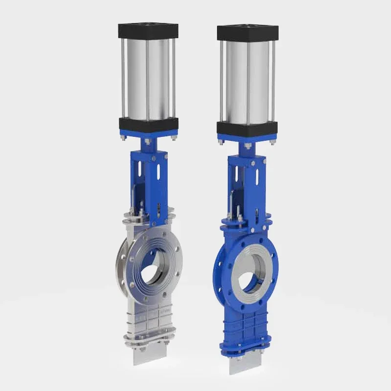 PN10 8 inch Pneumatic Operated Knife Gate Valve WCB SS304 Pneumatic cylinder Air Control double flange lug Knife Gate Valve