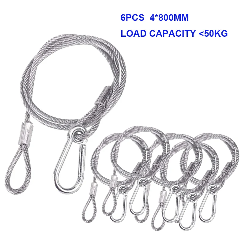 Professional stage Lighting Factory Sales 3mm*700mm /4mm*800mm/5mm*1000mm Wire Cable Safety Rope With Hook For Moving Head Light