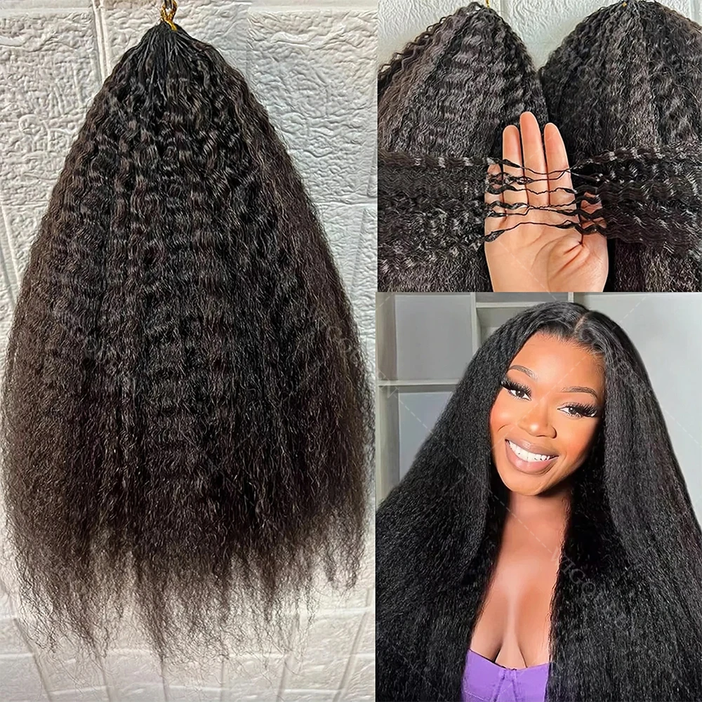 

12A Kinky Straight Knotless Pre-Separated Crochet Hair With String Extensions Yaki Straight Feather Crochet Hair For Braiding