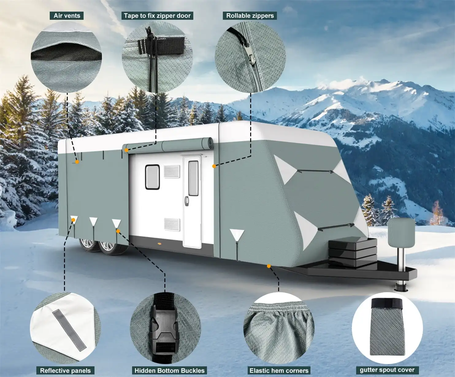 26.1-28.6FT 트래블 트레일러 RV 커버, 업그레이드된 옥스포드 방수 찢김 방지 자외선 차단 캠퍼 커버