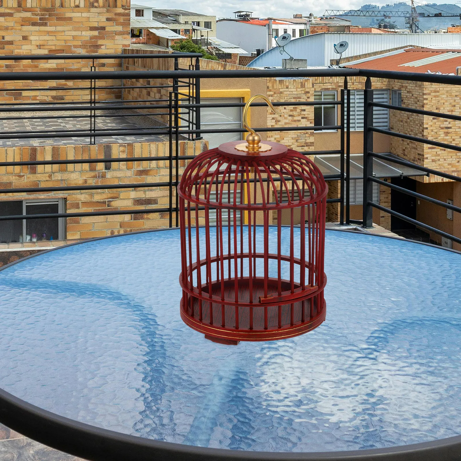 

Wood Bird Cage Hanging Dome Style Lock Buckle Safety Large Capacity Decorative Cage Ornament for Small Pets Crickets Hamsters