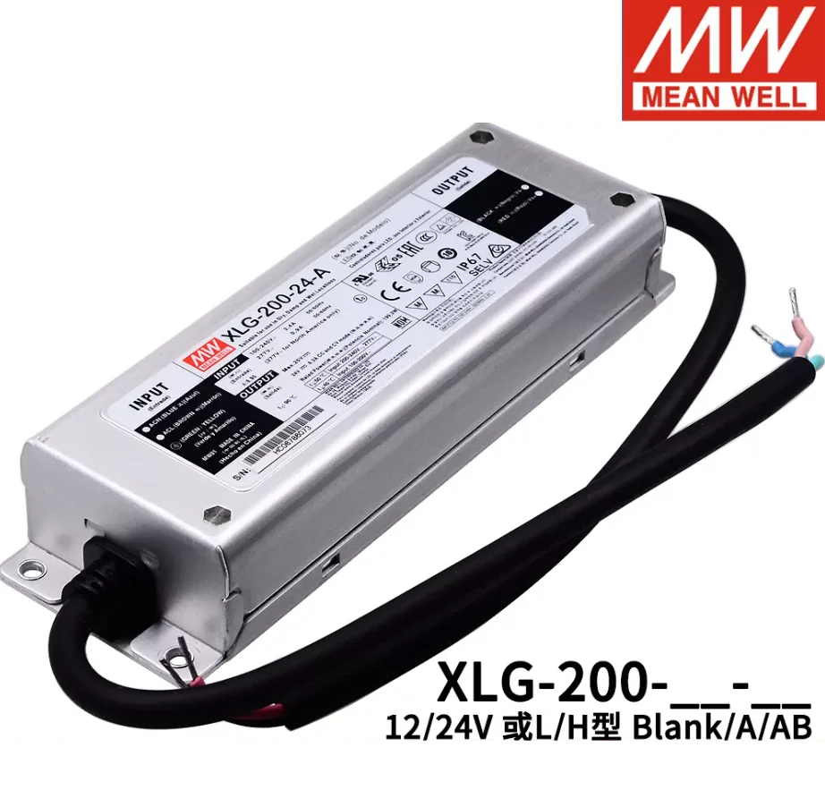 MEAN WELL  XLG-200  XLG-200-12-A  XLG-200-24-A  XLG-200-L-A  XLG-200-L-AB  XLG-200-H-A XLG-200-H-AB 200W Constant Power Mode LED