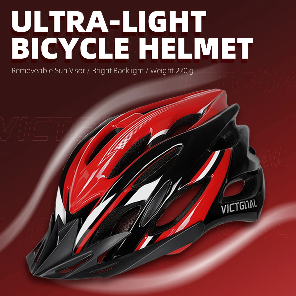 VICTGOAL Bicycle Helmet Men's Ultralight Taillight LED MTB Road Bike Helmet Cycling Motorcycle Electric Scooter Safty Helmets