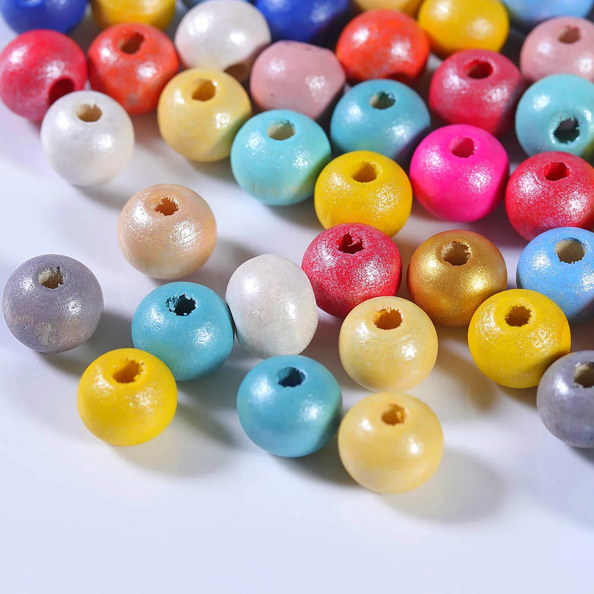 100pcs/Lot 6 8MM Natural Round Wood Beads Multicolor Polished Wooden Bead for Jewelry Making DIY Necklace Bracelet Accessories
