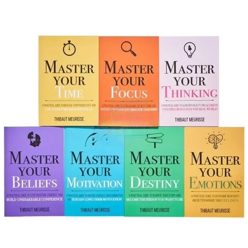 7 Books/Set By Thibaut Meurisse Master Your Time,Belifes,Destiny,Thinking,Emotions,Motivation,Focus Books Paperback