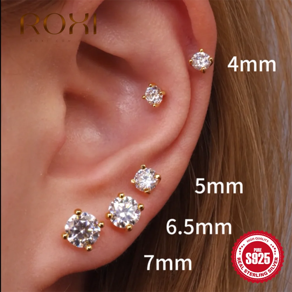 

ROXI 925 Sterling Silver 0.5-1.2 Carat Round Color Moissanite Earrings For Women Shiny Anniversary Wedding Bridal Jewelry