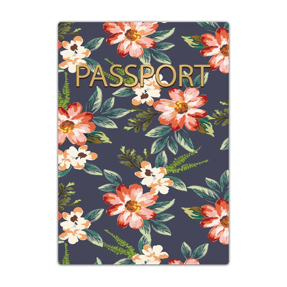 New Women Leather Passport Cover Air Tickets for Card Travel Passport Holder Wallet Credit Card Holder Case Pouch Flower Pattern