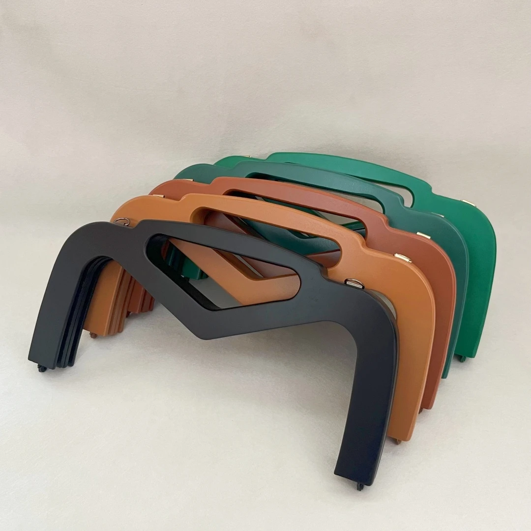 

25x13 Cm V-Shaped Wooden Handbag Handles Frame Clasp Set Colorful DIY Bag Accessories with Screws for Purse Making