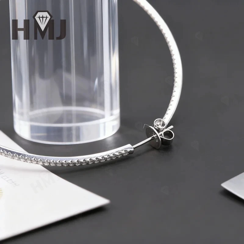 

Серьги-кольца Pave, выращенные в лаборатории муассанит, стерлинговое серебро 925 пробы, преувеличенный стиль, модные подвески, гипоаллергенные подарки, высокое качество