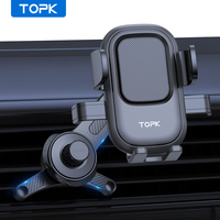 TOPK Car Phone Holder 3-Point Support 360°  Upgraded Extended Hook Design Metal Air Vent Mount Stable Hold for iPhones Androids