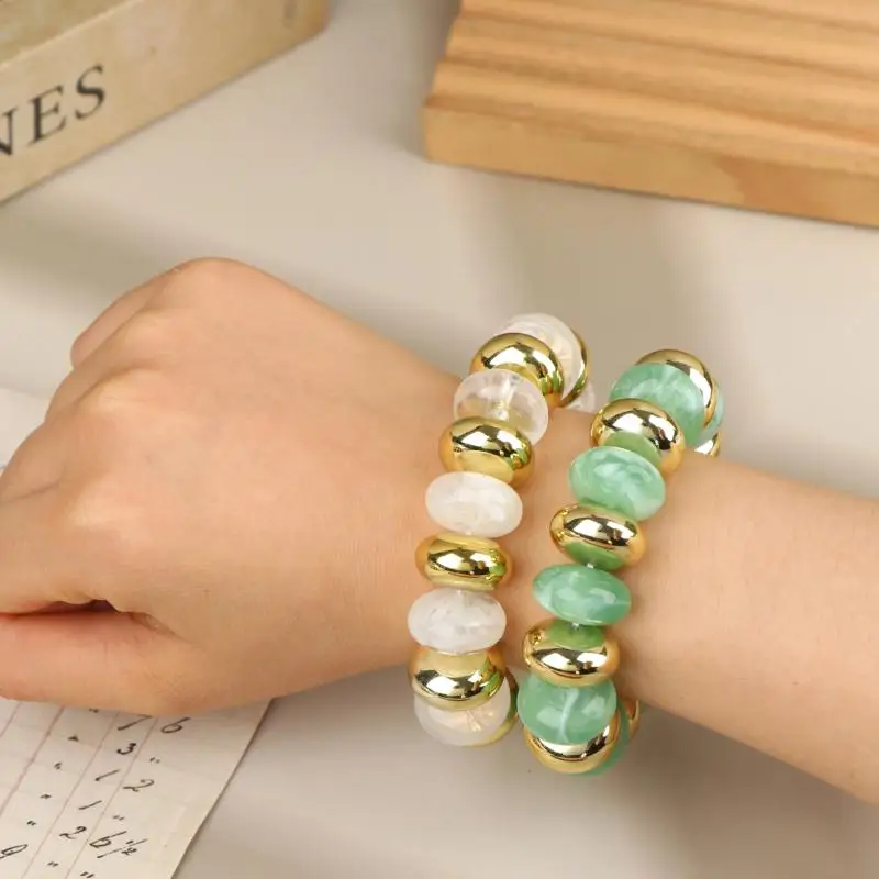 Vintage Irregular Beaded Stretch Bracelet Chunky Elegant Bangle Exquisite Jewelry for Mother's Day Gift for Mom