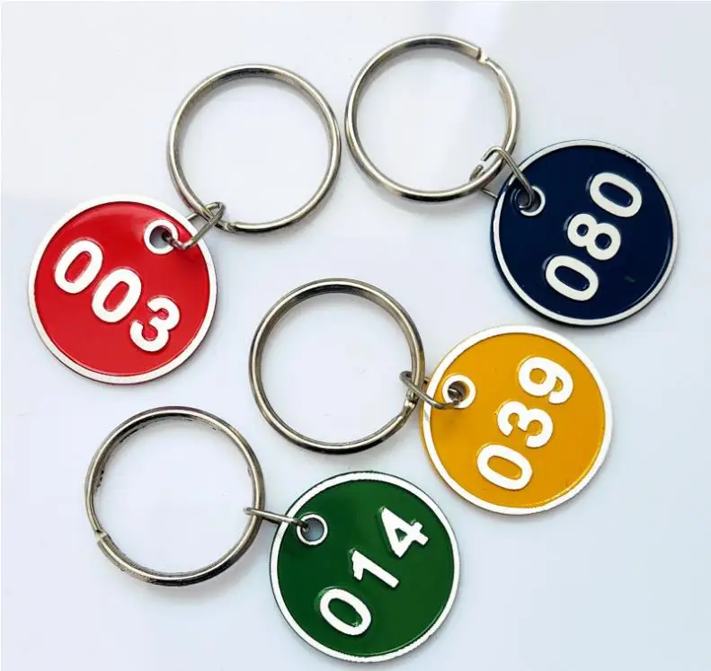 300pcs/lot Patio Lawn Garden Decorations Metal Alloy Number tags with Key Rings Motel Hotel Luggage Labels ni445