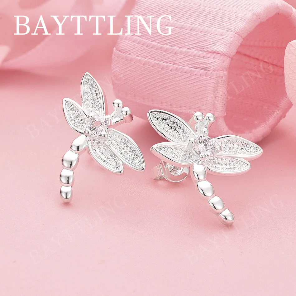 

925 Sterling Silver Delicate Dragonfly Earrings for Women, Fashionable Party Gift Accessory, Wedding Jewelry