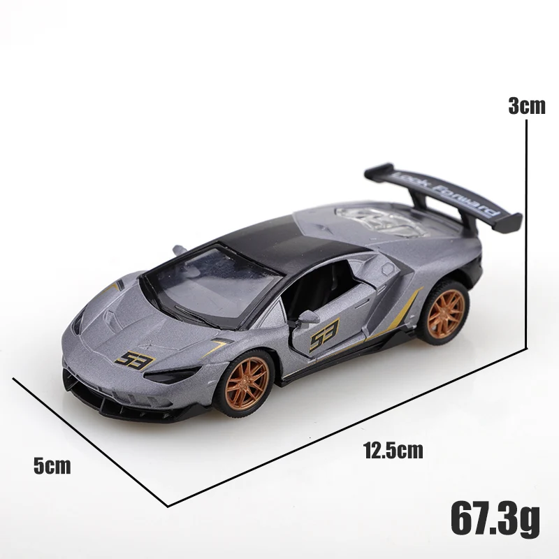 سيارة سباق SVJ من سبيكة 1.36 مع أكياس، سيارة لعبة سحب للخلف، لعبة أطفال رائعة، لعبة سحب للخلف من سبيكة السباق