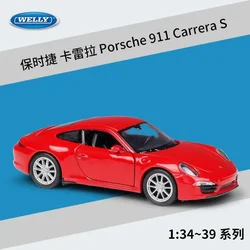 Welly 1:36 Porsche 911 Carrera S Coupe Alloy Sports Car Model Diecast Metal Toy Miniature Scale Vehicles Car Model Boy Kids Gift