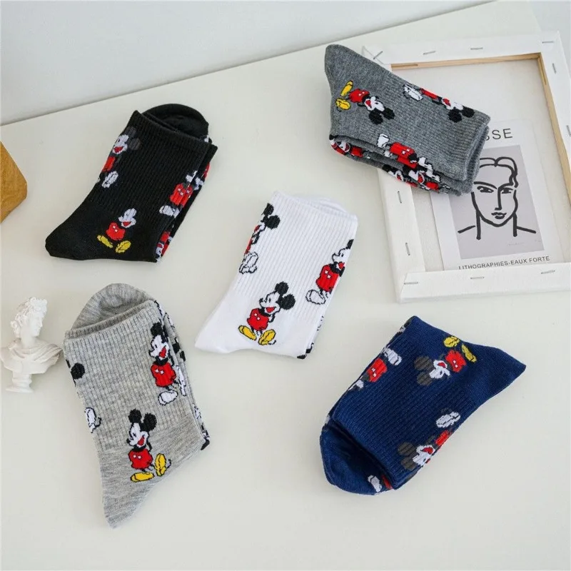 Disney Mickey Mouse Mid-calf Socks Man Girl Sports Socks Autumn Winter New Cartoon Anime Comfortable Cotton Socks Christmas Gift