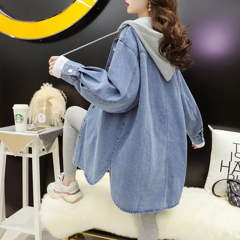 

Hooded Mid-Length Women, Spring And Autumn, New Loose Lazy Style, Trendy Versatile Shirt Women