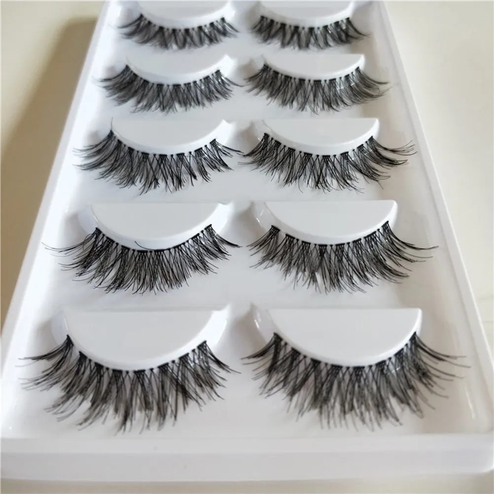 

5Pairs Natural Fake Eyelashes Long Thick Cross Style Dense Lash Extension Easy Apply Remove Top Class Material for Chic Eye