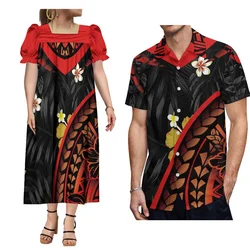 Summer Mumu Women'S Puffed Sleeve Dress Micronesian Traditional Dress And Men'S Shirt 9xl Couple Set